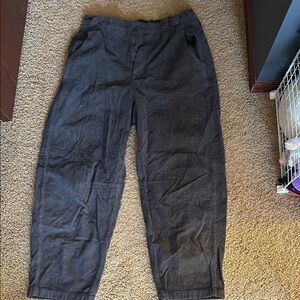 American Eagle Casual Elastic-Waist Pants - Charcoal Gray